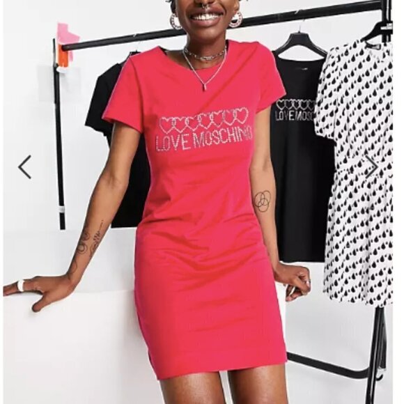 Love Moschino Crystal Logo Mini Dress size US 6 - Picture 2 of 10